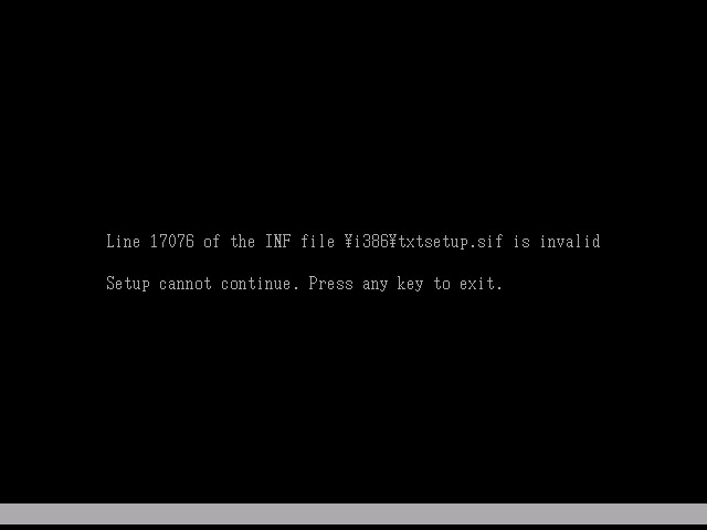 XP installer INF error